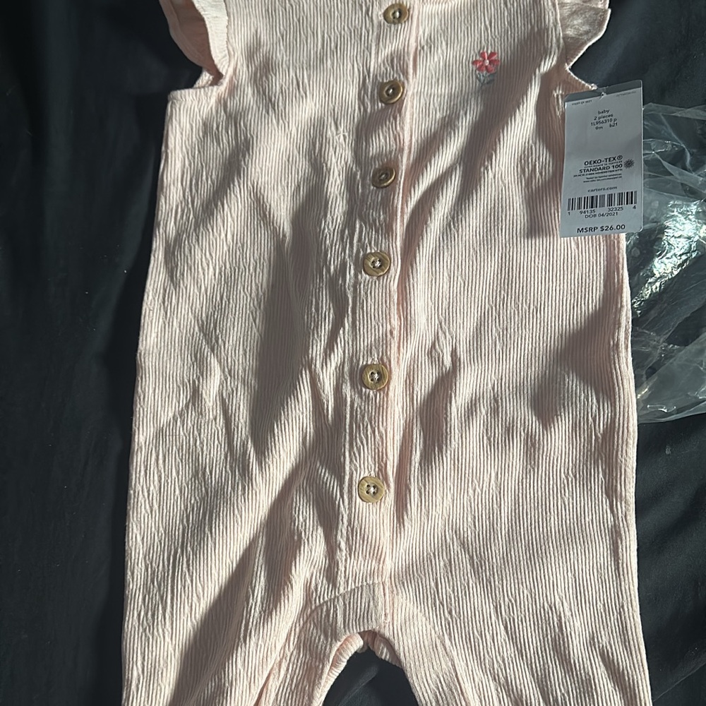 Carters Pink Button-Up Baby Romper